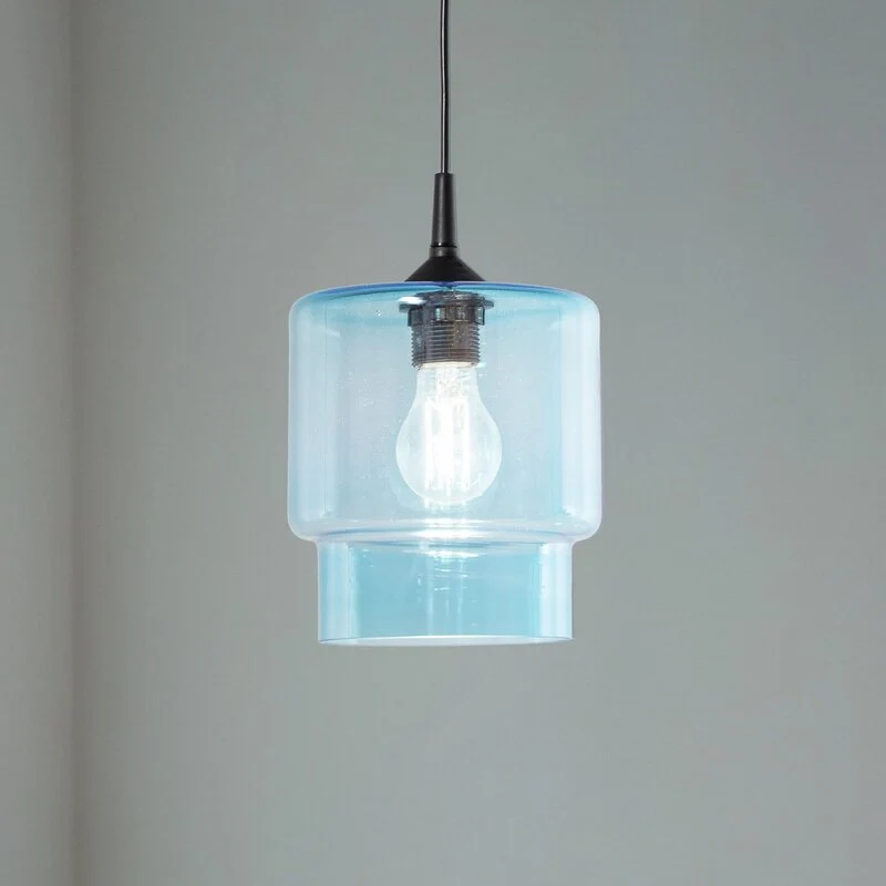 B-Ware Argon Pendelleuchte Hängeleuchte Glas Nesto marineblau E27 Leuchte Lampe