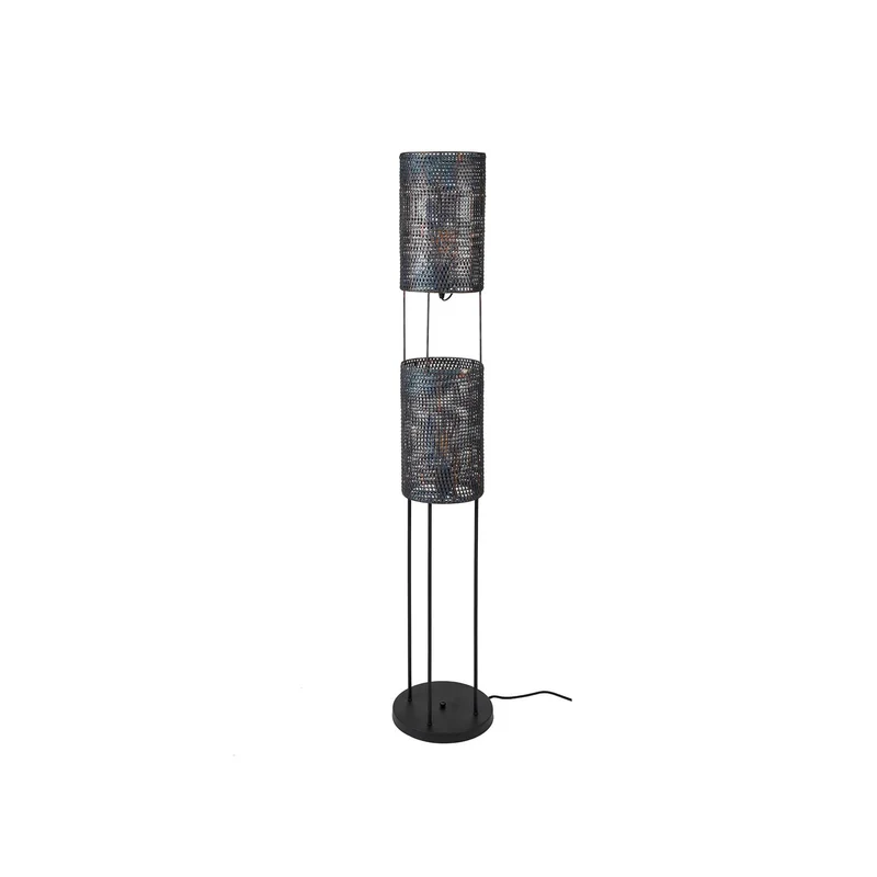 B-Ware Stehleuchte Stehlampe Luzien Schwarz Metall Lampe Leuchte Schalter 2-flg 150 cm