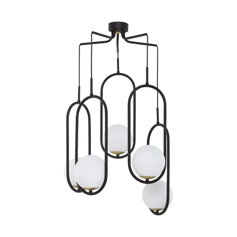B-Ware Jupiter Samba Hängeleuchte Pendelleuchte Deckenlampe Opalglas schwarz 5-flammig