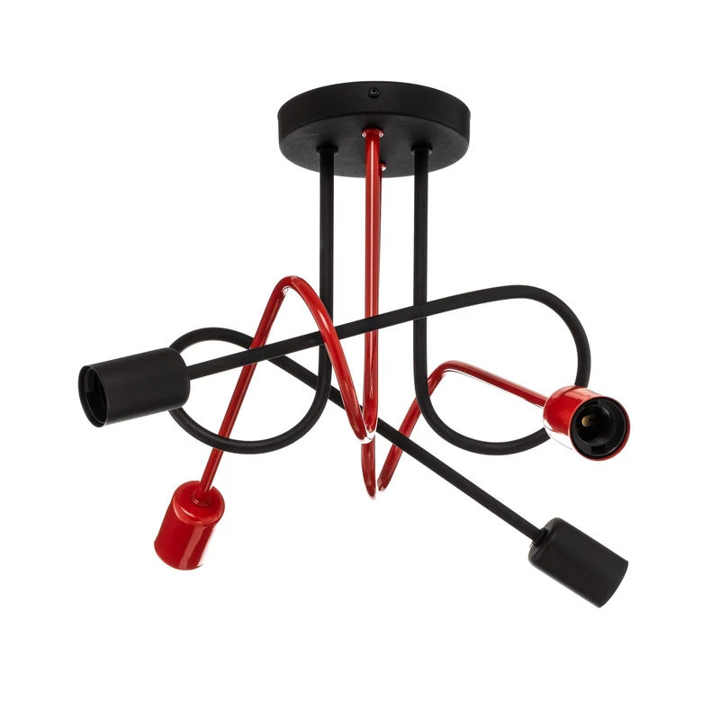 B-Ware HELAM Deckenleuchte Lampe Cambridge schwarz rot 4-flg E27 Eisen Wohnbeleuchtung