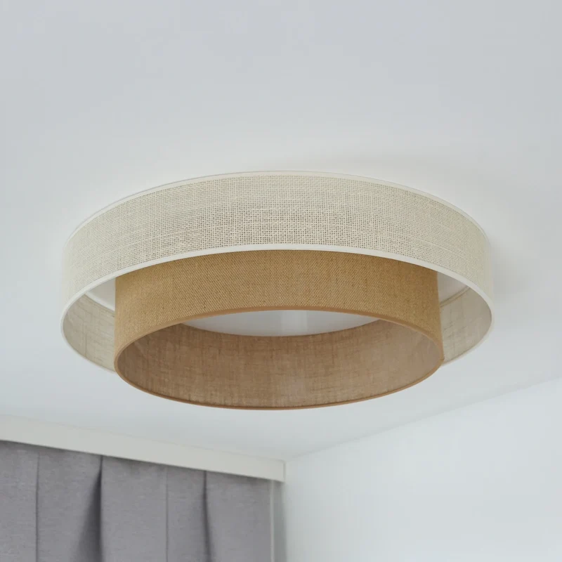 B-Ware DUOLLA Deckenleuchte Lampe LED Fernbedienung Textil weiß braun dimmbar Jute 60 c