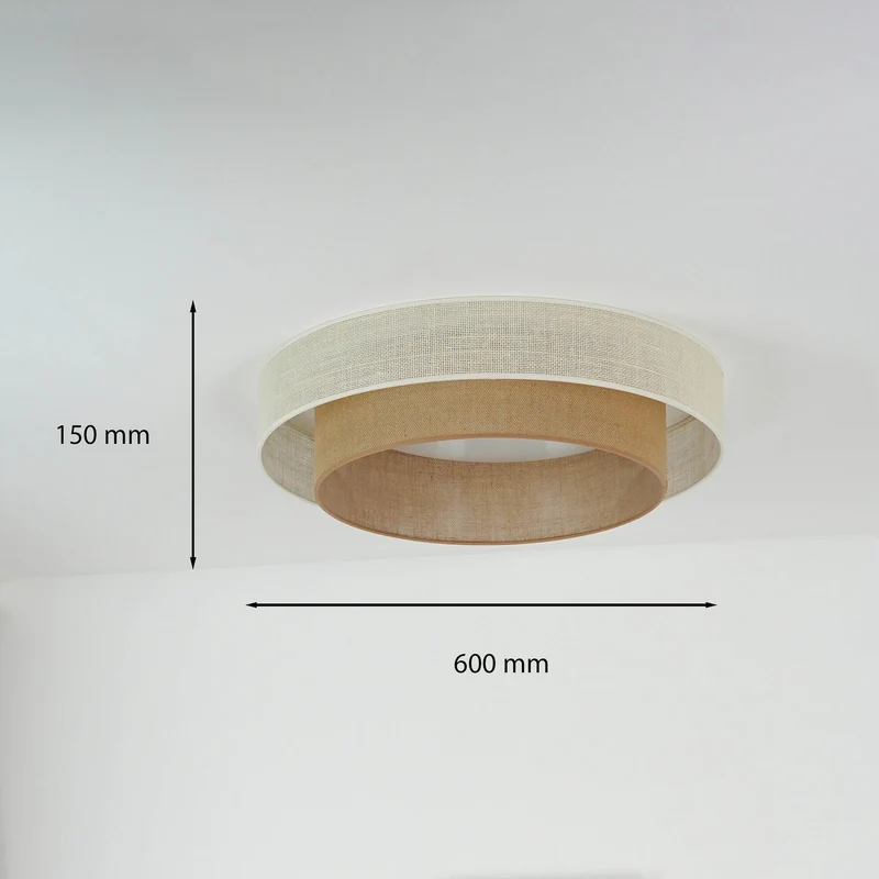 B-Ware DUOLLA Deckenleuchte Lampe LED Fernbedienung Textil weiß braun dimmbar Jute 60 c