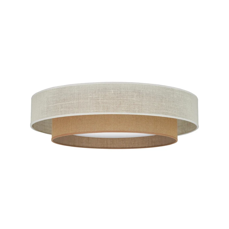B-Ware DUOLLA Deckenleuchte Lampe LED Fernbedienung Textil weiß braun dimmbar Jute 60 c
