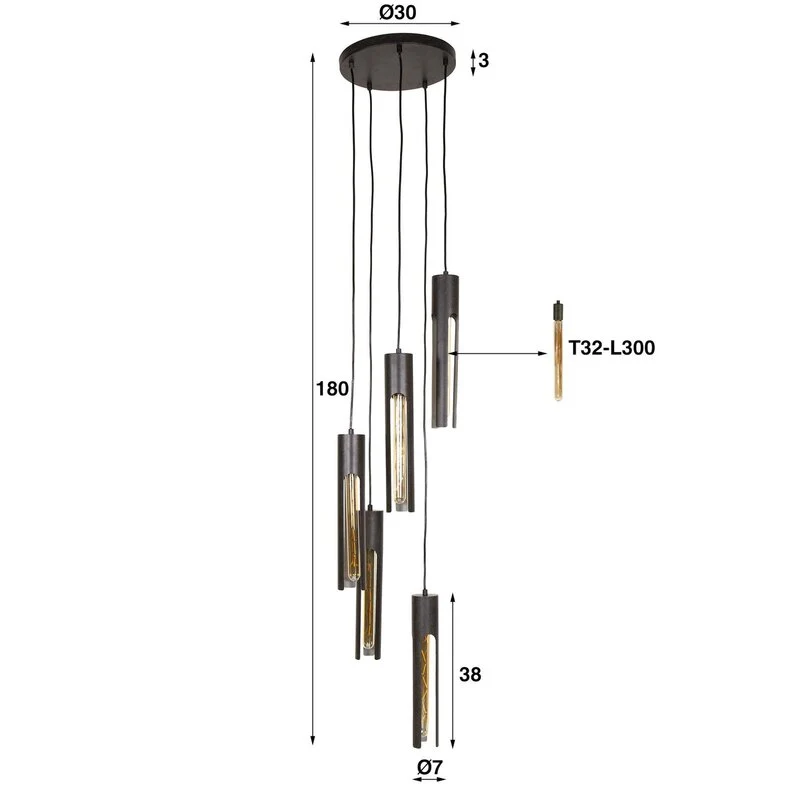 B-Ware Zijlstra Tube Hängeleuchte Pendelleuchte Lampe schwarz Metall 30 cm 5-flammig
