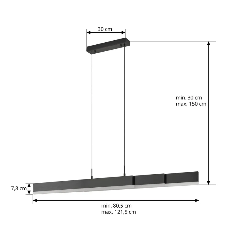 B-Ware Lucande LED Hängeleuchte Pendelleuchte Torven schwarz CCT ausziehbar