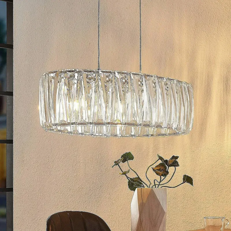 B-Ware Lindby Pendelleuchte Hängelampe Sofia transparent chrom Kunststoff E14 LED Lampe