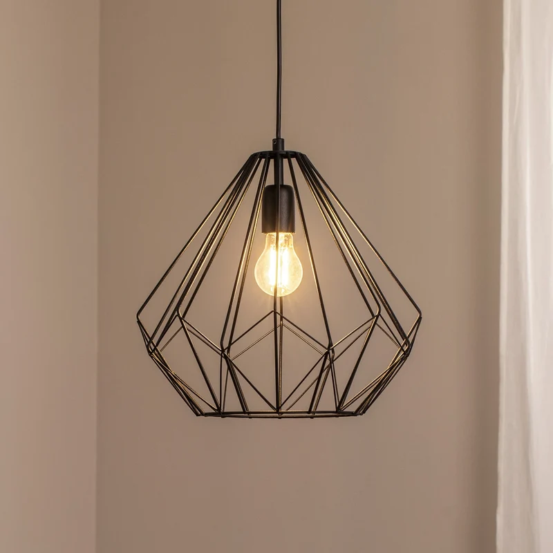 B-Ware Hängeleuchte Diamond Pendelleuchte schwarz Eisen E27 LED Metall Lampe Esszimmer