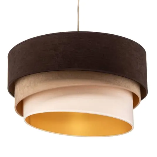 B-Ware Lampenwelt Hängeleuchte Devon braun beige ecru gold Ø45cm Hängeleuchte Deckenlam