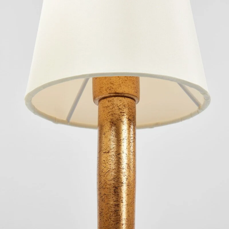 B-Ware Mantra Iluminación Tischleuchte Paola Tischlampe E14 2fl gold mit Textilschirmen