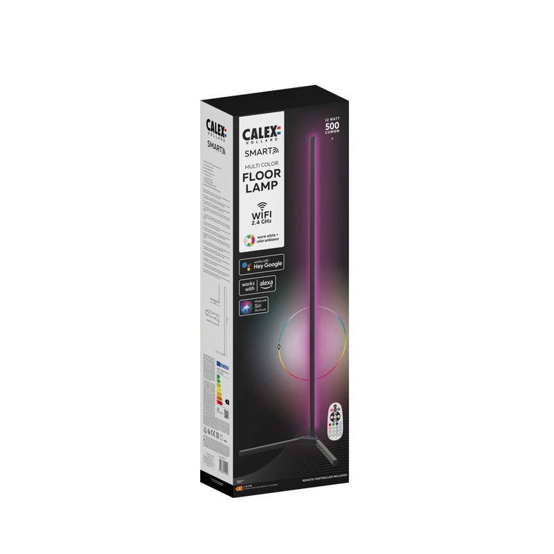 B-Ware Calex Stehleuchte Standlampe Smart LED mit Fernbedienung RGBW schwarz Kunststoff