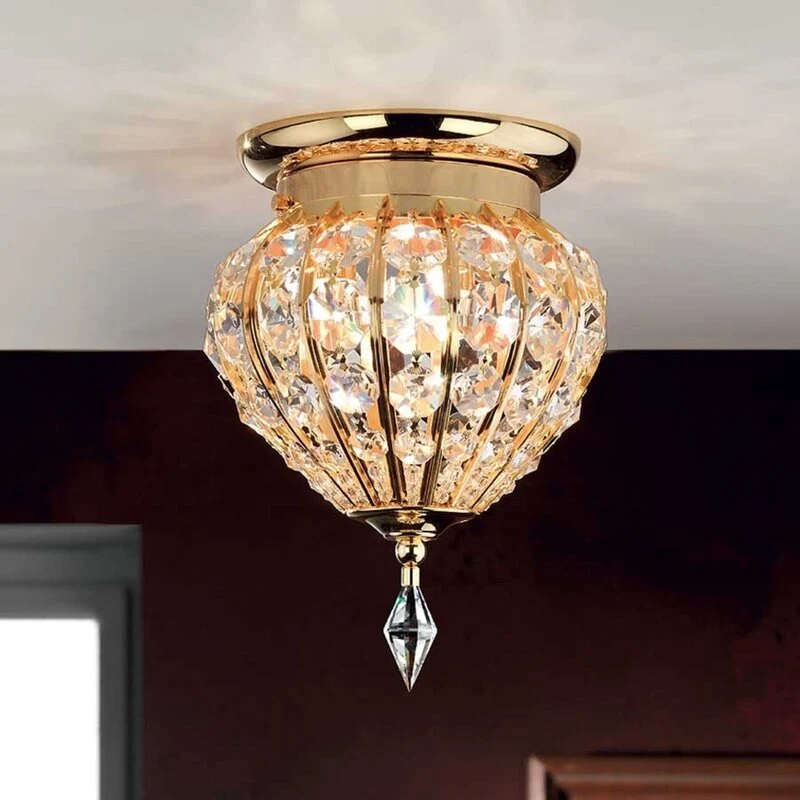B-Ware Schöler Kristalldeckenleuchte Lampe MOSKVA 17 cm gold transparent Messing G9