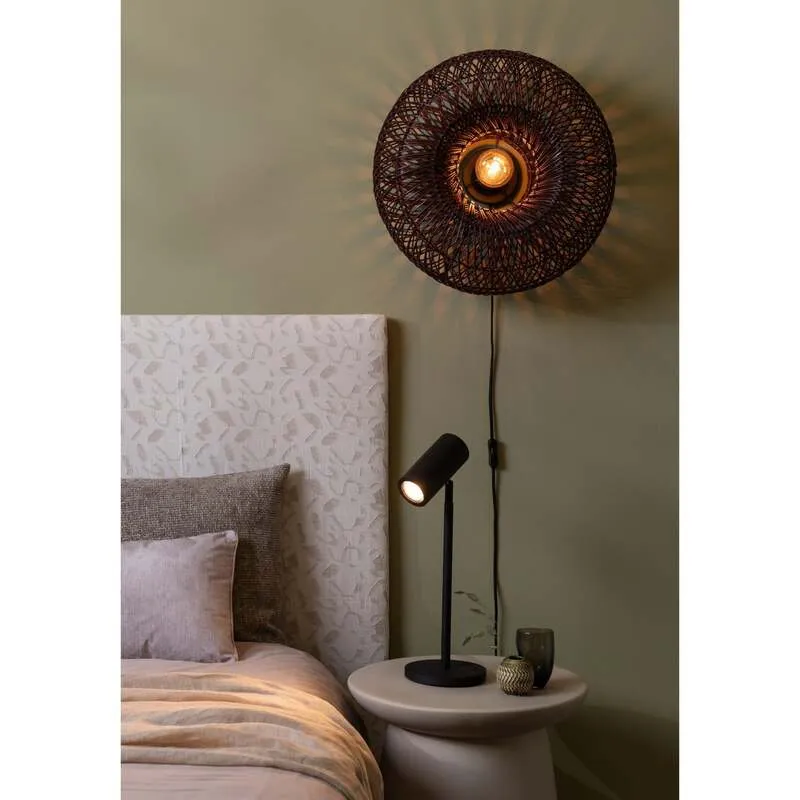 B-Ware Good Mojo Wandlampe Wandleuchte Arizona dunkelrot Bambus Stecker Schalter LED
