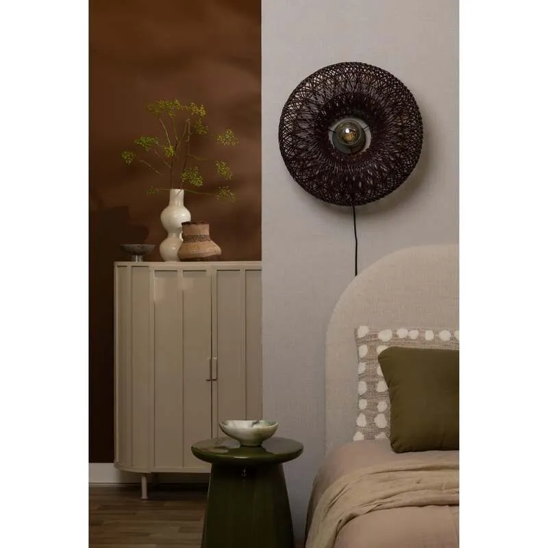 B-Ware Good Mojo Wandlampe Wandleuchte Arizona dunkelrot Bambus Stecker Schalter LED