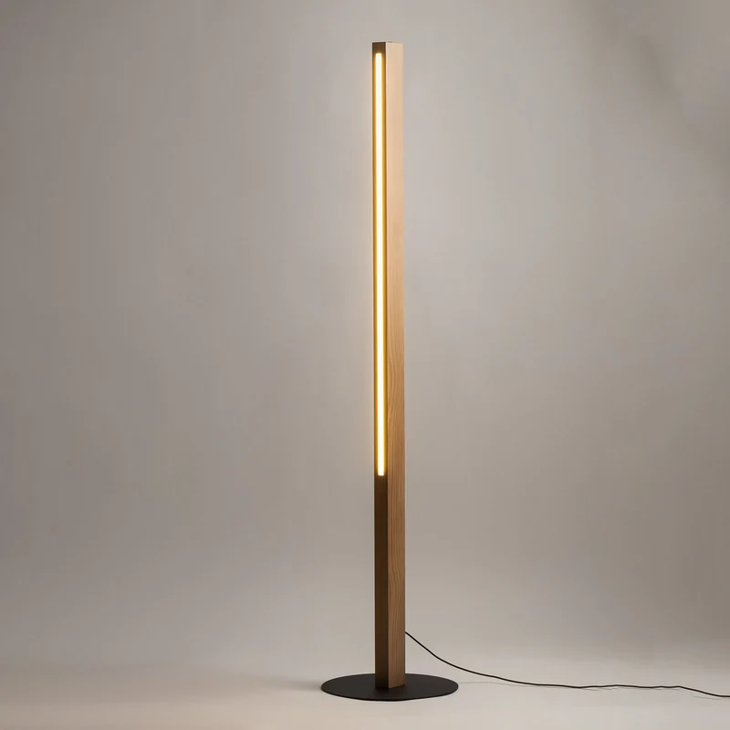 B-Ware TK Lighting Stehleuchte Standlampe LED Holz Lampe schwarz Metall Touchdimmer Kie