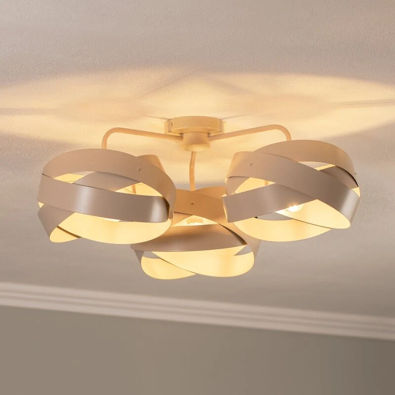 B-Ware Euluna Deckenleuchte Lampe Tornado Deckenbeleuchtung beige 3-flammig Metall
