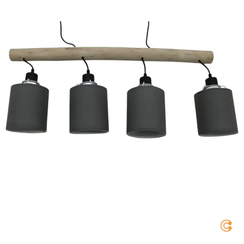B-Ware JUST LIGHT Hängelampe Pendelleuchte GREEN TRIBU taupe vierflammig Papierschirme