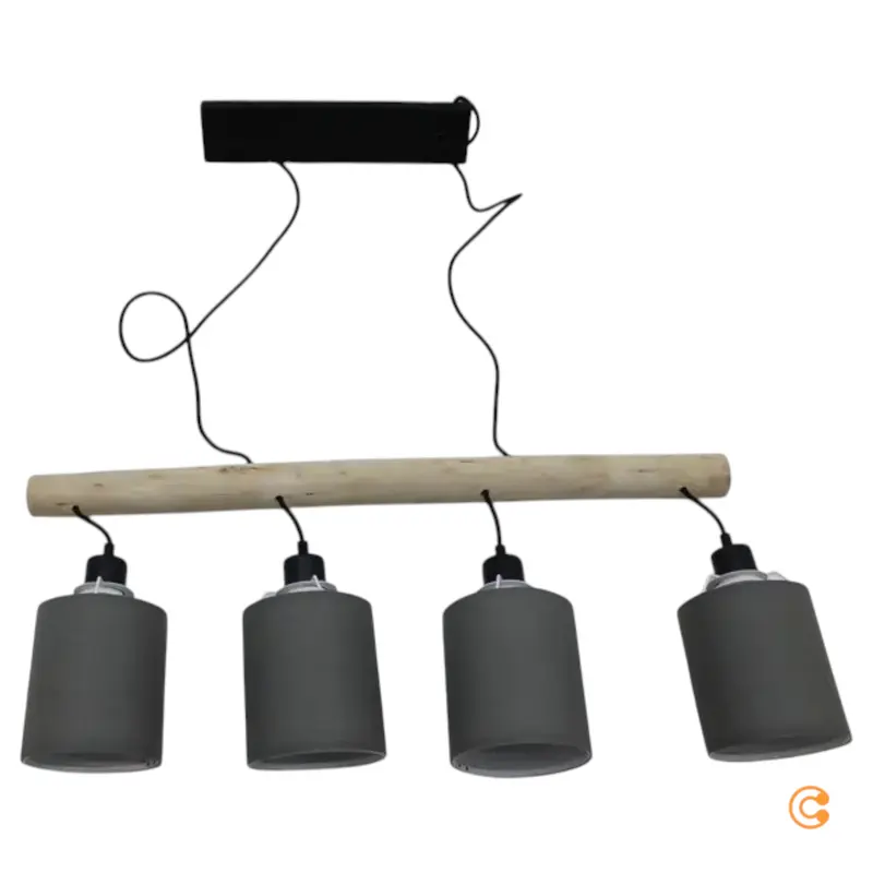 B-Ware JUST LIGHT Hängelampe Pendelleuchte GREEN TRIBU taupe vierflammig Papierschirme
