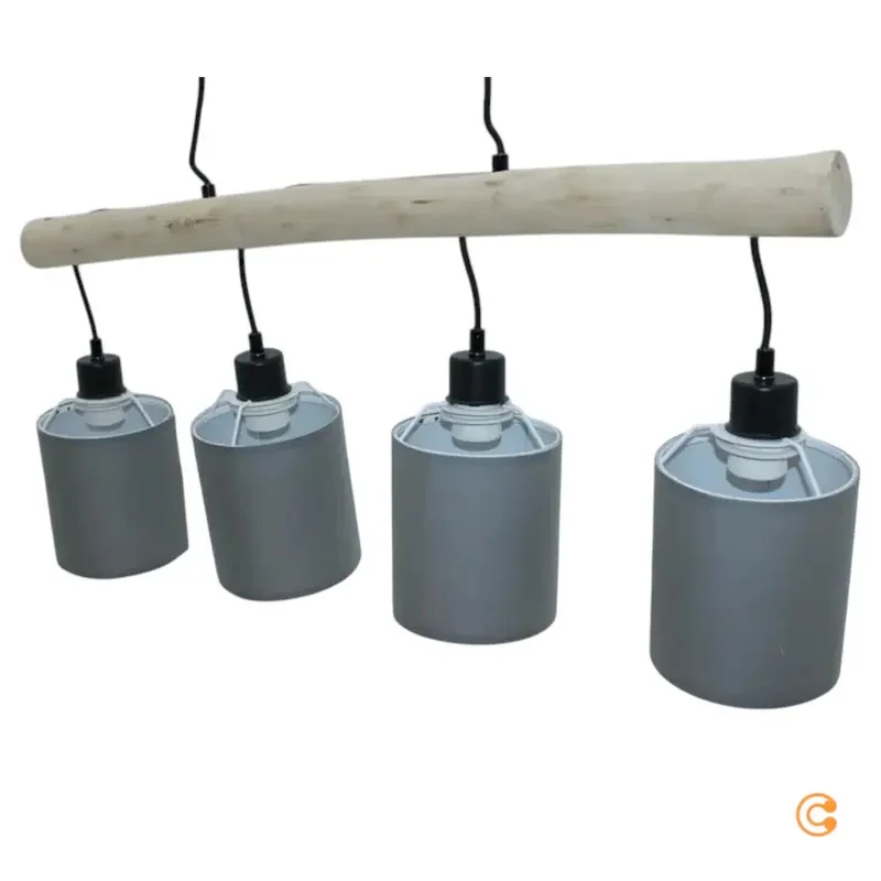 B-Ware JUST LIGHT Hängelampe Pendelleuchte GREEN TRIBU taupe vierflammig Papierschirme