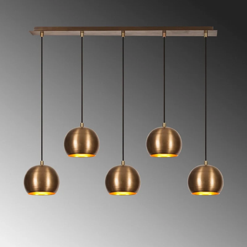 B-Ware Hängeleuchte Sivani MR-1000 gold antik Eisen 5-flammig Deckenlampe Lampe Leuc498