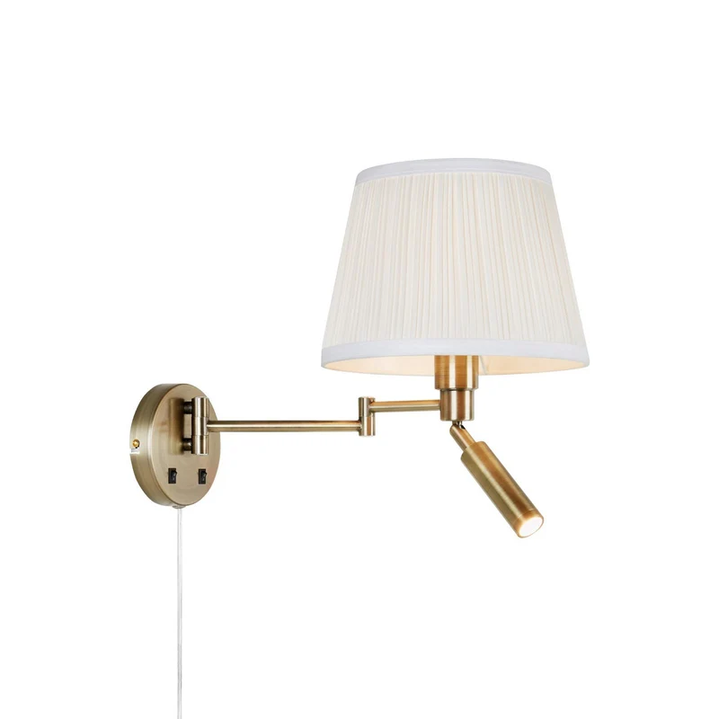 B-Ware Markslöjd Wandlampe Wandleuchte Pivot weiß messing Textil Eisen Schalter 2-flg