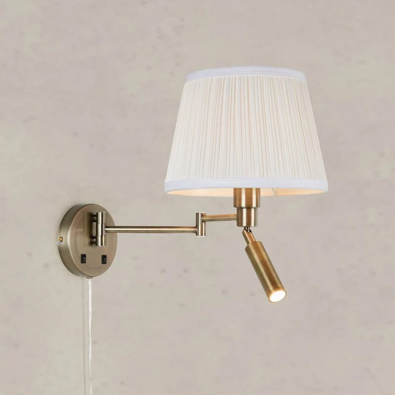 B-Ware Markslöjd Wandlampe Wandleuchte Pivot weiß messing Textil Eisen Schalter 2-flg