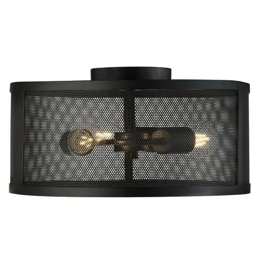 B-Ware Searchlight Deckenlampe Fishnet Deckenlampe Deckenlicht E27 Metall Schwarz
