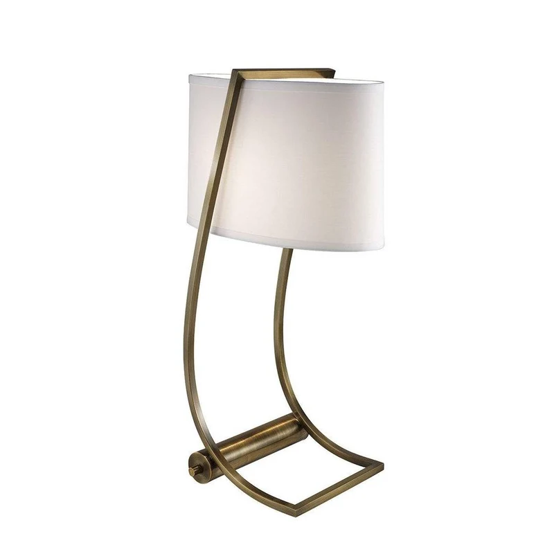 B-Ware Feiss Tischlampe Schreibtischlampe USB-Port Textil-Lampe Messing