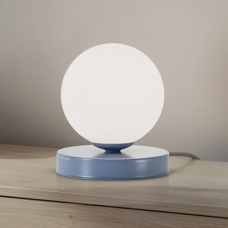 B-Ware ALDEX Tischlampe Leuchte Lampe Joel blau weiß Höhe 17 cm Metall Glas