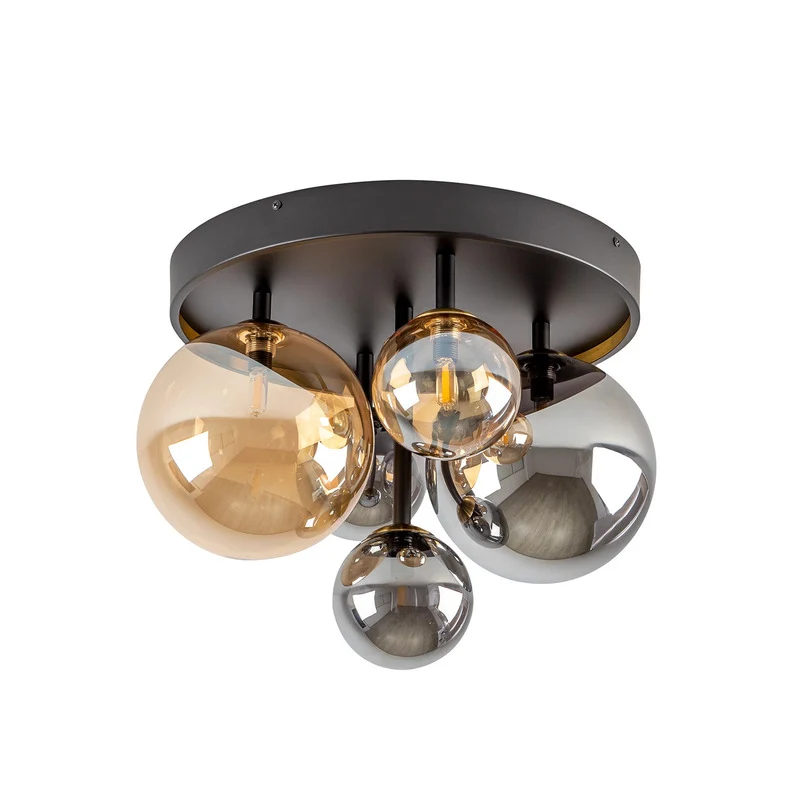 B-Ware Schuller Valencia Deckenleuchte Lampe Dark Glas schwarz bunt getönt G9 LED 5-flg