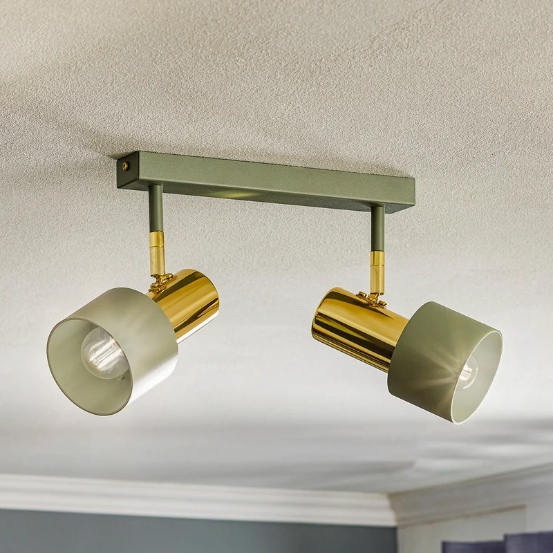 B-Ware Euluna Deckenstrahler Deckenlampe Lampe Leuchte Destin zweiflammig grün/messing