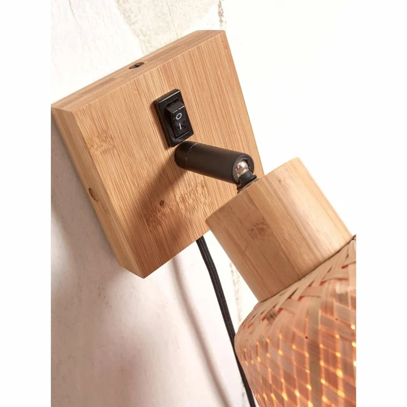 B-Ware GOOD MOJO Wandleuchte Wandstrahler Java Bambus natur Stecker Beleuchtung LED