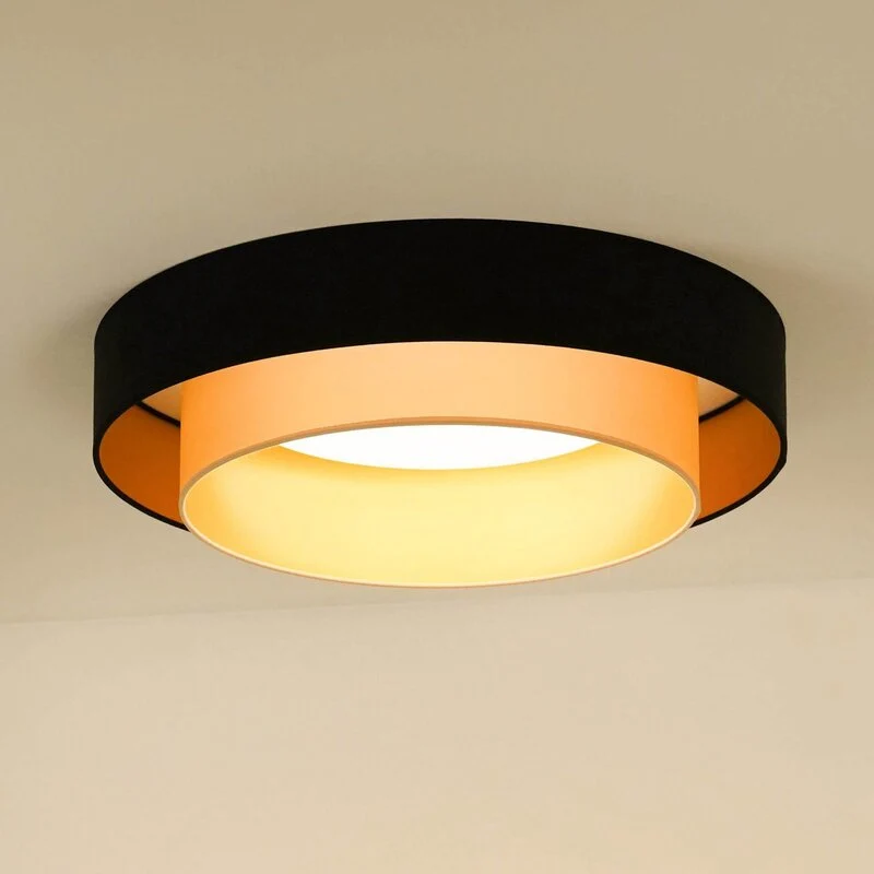 B-Ware Luneta LED Deckenlampe Leuchte Fernbedienung schwarz gold Samt 60cm dimmbar