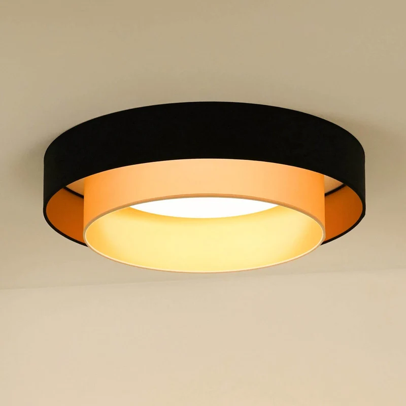 B-Ware Luneta LED Deckenlampe Leuchte Fernbedienung schwarz gold Samt 60cm dimmbar