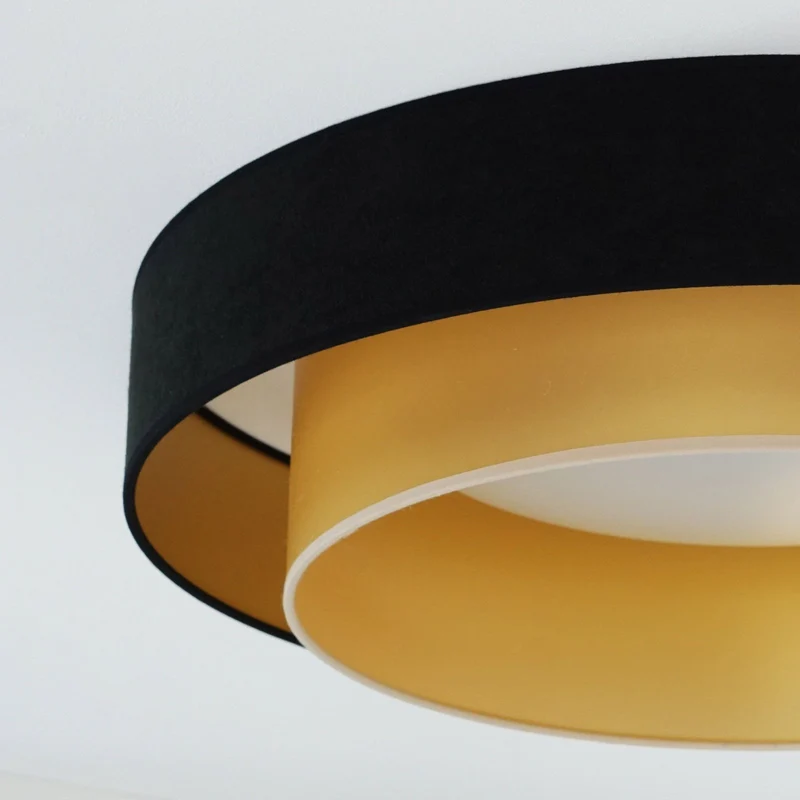 B-Ware Luneta LED Deckenlampe Leuchte Fernbedienung schwarz gold Samt 60cm dimmbar