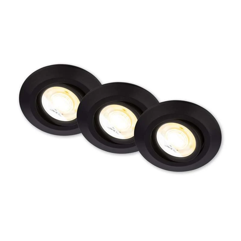B-Ware Briloner Einbaulampe Deckenstrahler Klira schwarz 3er-Set dimmbar schwenkbar