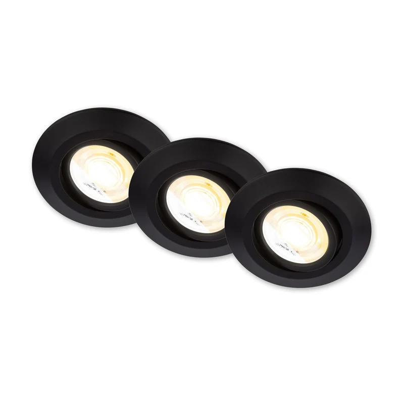 B-Ware Briloner Einbaulampe Deckenstrahler Klira schwarz 3er-Set dimmbar schwenkbar