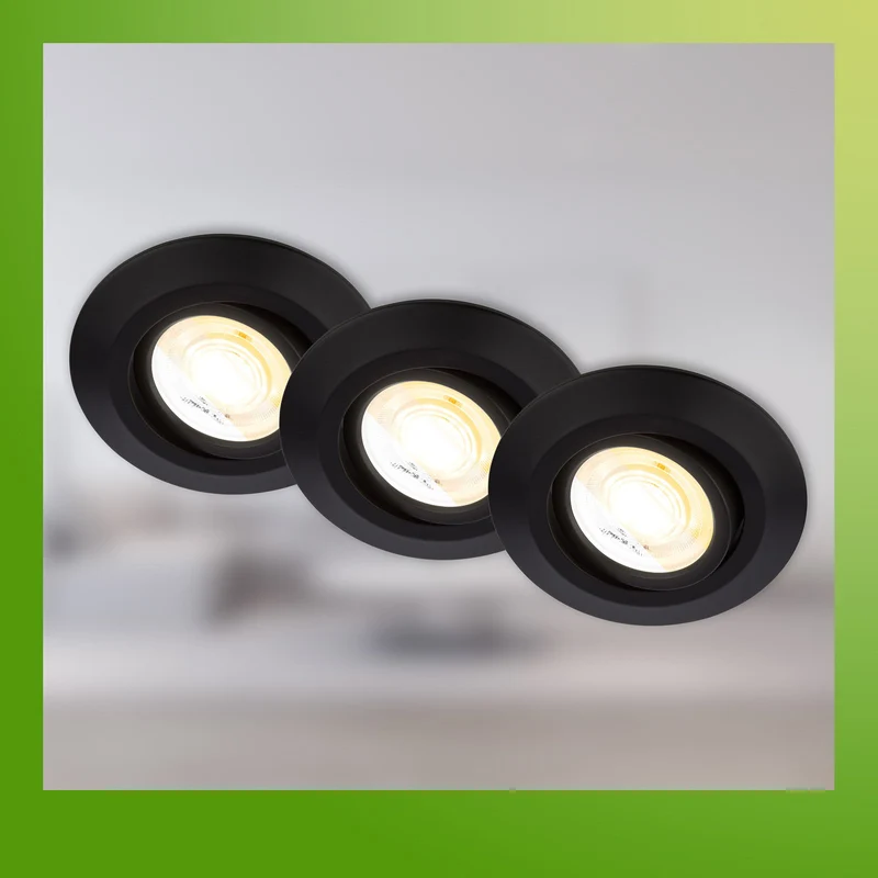 B-Ware Briloner Einbaulampe Deckenstrahler Klira schwarz 3er-Set dimmbar schwenkbar