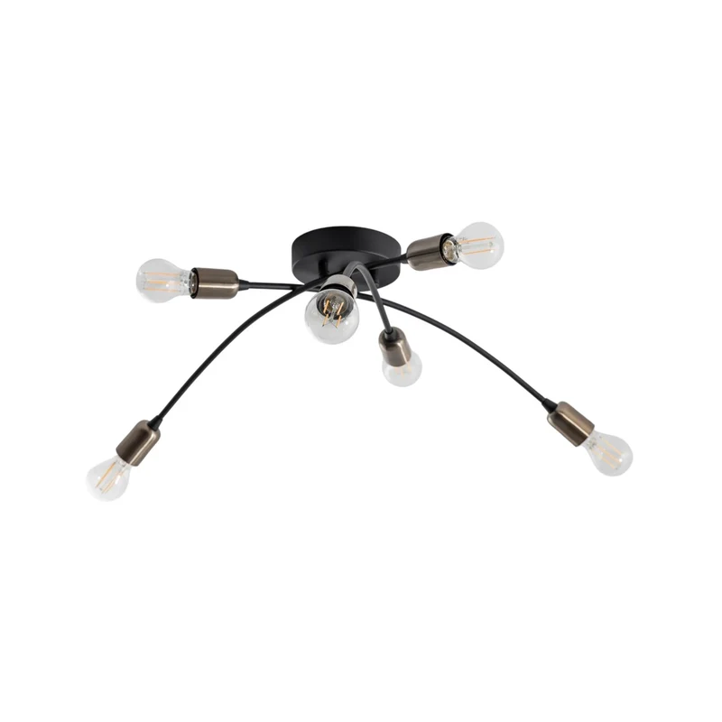 B-Ware Opviq Deckenleuchte Deckenlampe Banana schwarz Metall 6-flammig E27 LED 67 cm
