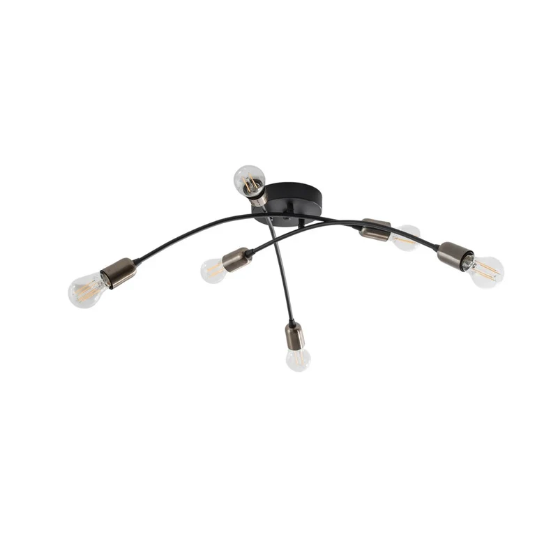 B-Ware Opviq Deckenleuchte Deckenlampe Banana schwarz Metall 6-flammig E27 LED 67 cm
