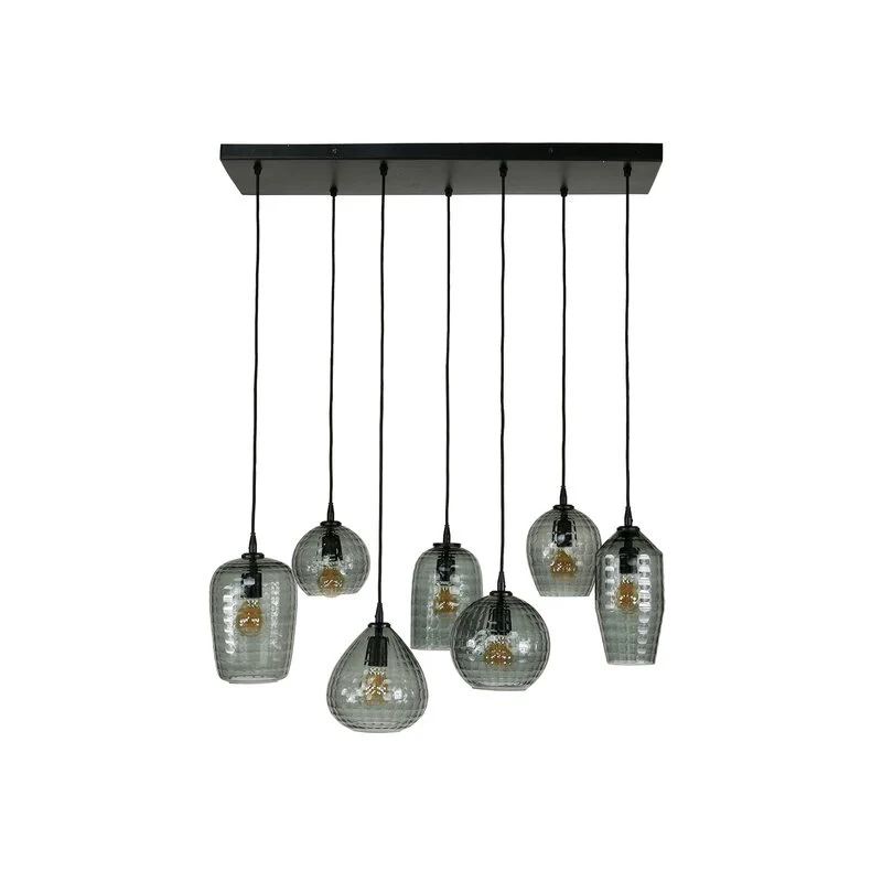 B-Ware Hängeleuchte Pendelleuchte Vanderberg rauchgrau Metall Glas 7-flammig E27 LED