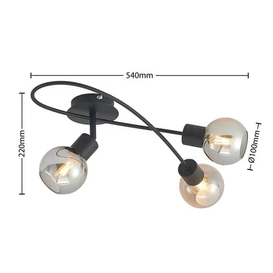 B-Ware Lindby Deckenlampe Deckenlampe Deckenstrahler Elaina 3fl lang schwarz smoke