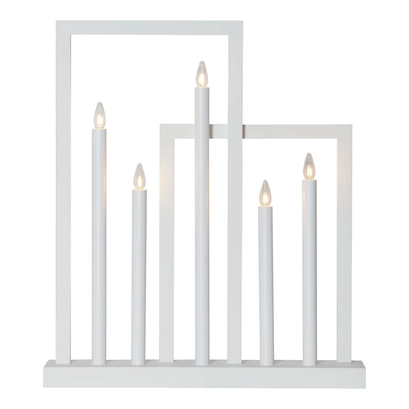 B-Ware STAR TRADING Fensterleuchter Leuchter Kerzenhalter Holz weiß Frame 5-flammig