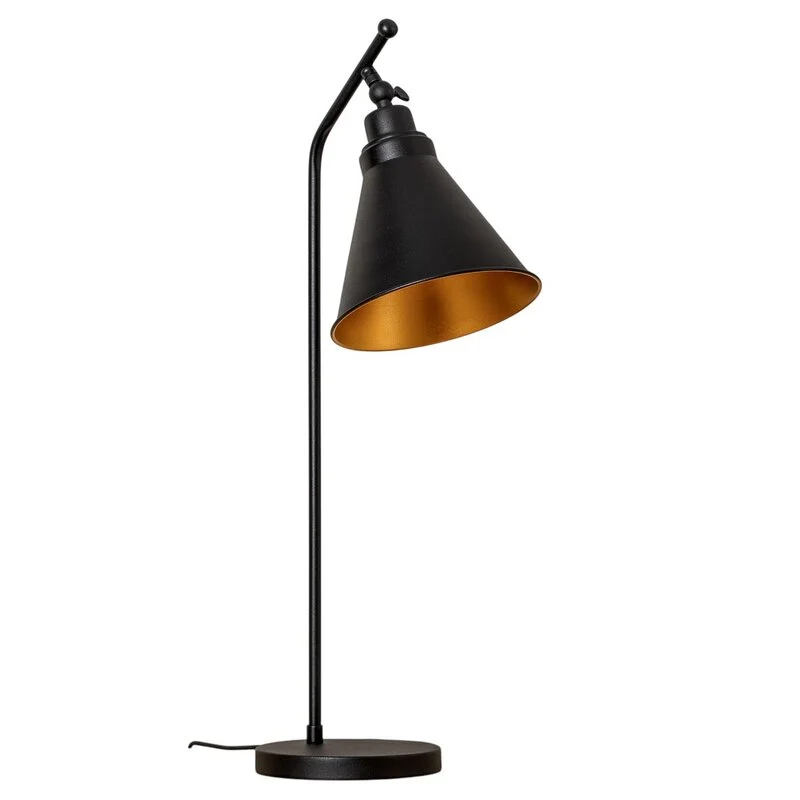 B-Ware Opviq Tischlampe Tischleuchte Metall schwarz gold Sivani MR 608 Schalter 50 cm