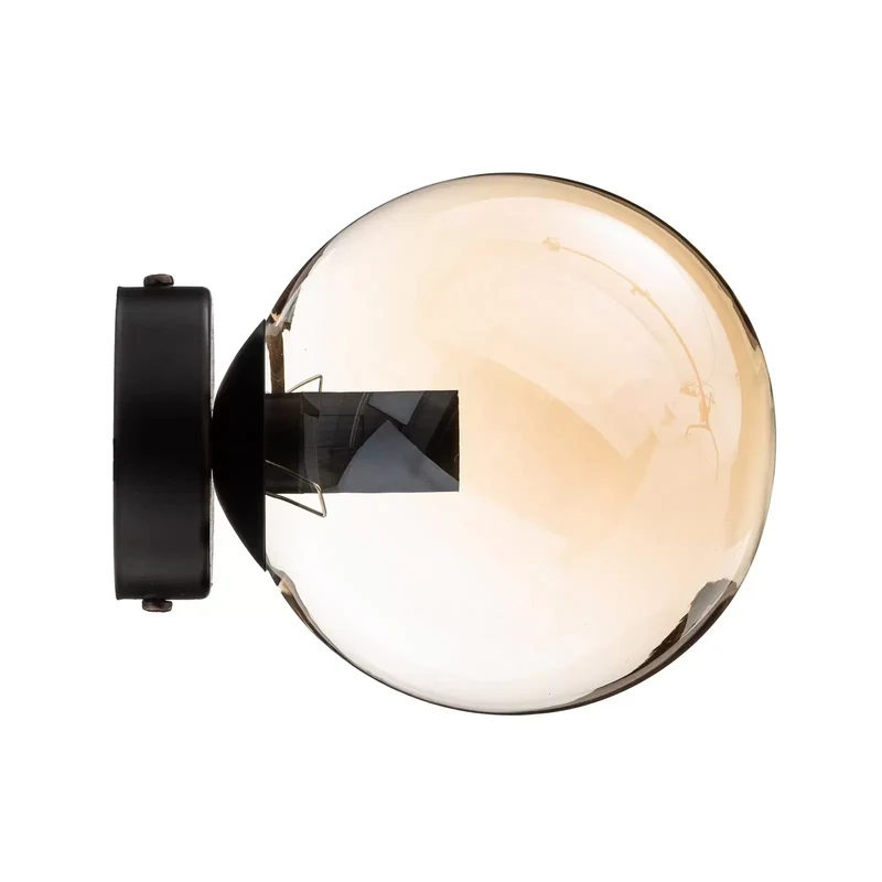 B-Ware Wandleuchte Glassy schwarz amber Glas E14 Ø 14 cm Wandlampe Lampe Leuchte Spot