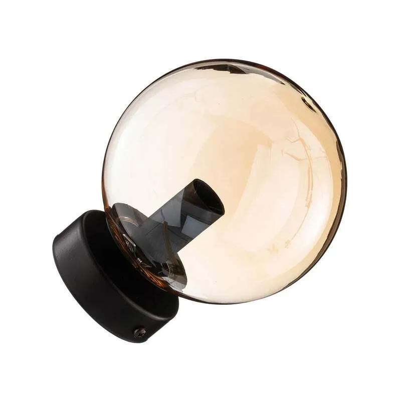 B-Ware Wandleuchte Glassy schwarz amber Glas E14 Ø 14 cm Wandlampe Lampe Leuchte Spot