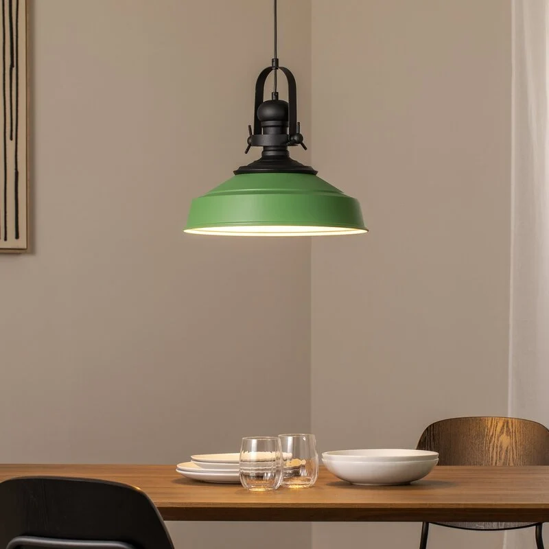 B-Ware Opviq Hängeleuchte Pendelleuchte Leuchte grün Metall rund E27 Craft
