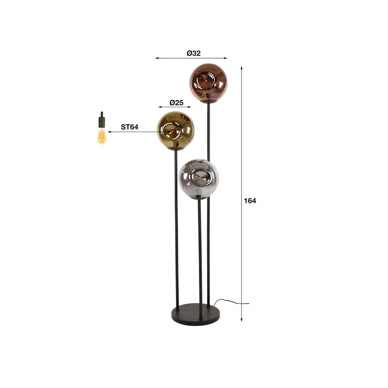 B-Ware Stellar Stehlampe Stehleuchte Glas Metall bunt Raumbeleuchtung Wohnzimmerlampe