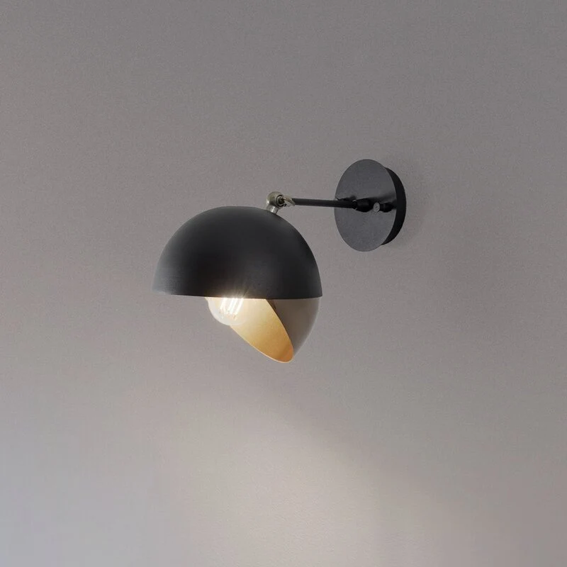 B-Ware Berceste Wandleuchte Wandlampe Lampe schwarz gold Metall Modell 252A schwenkbar
