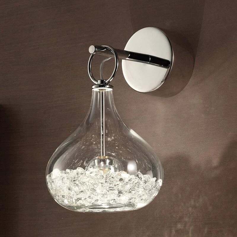 B-Ware Sil-Lux Wandleuchte Wandlampe Graal transparent chrom Glas Kristall einflammig