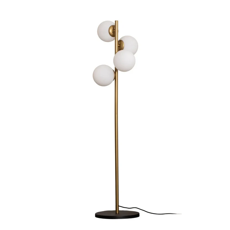 B-Ware Opviq Stehleuchte Stehlampe Faze Metall Glas gold weiss satiniert E27 LED 4-flg